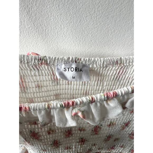 STORIA white floral mini dress women's size medium - Picture 3 of 5